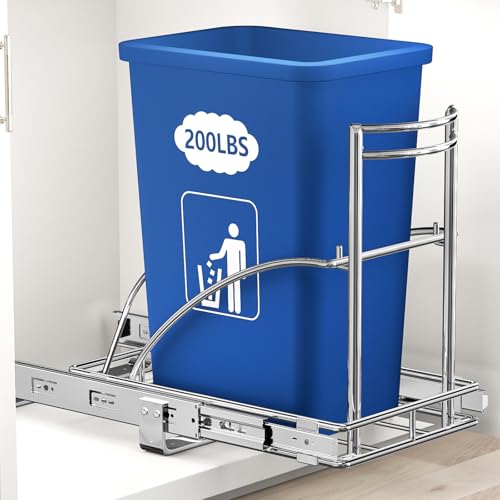 ANASTA Under Sink Trash Can Pull Out Trash Bin - 30-50 Qt Silver