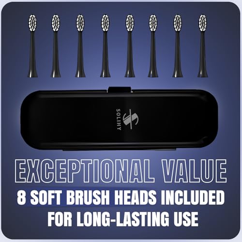 Electric Toothbrush with 8 Soft Bristle Heads, 5 Modes & Smart Timer for Adults