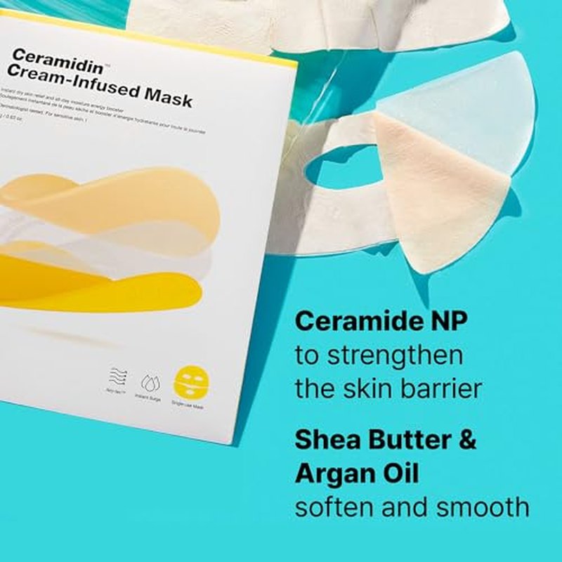 Dr.Jart+ Ceramidin Cream-Infused Korean Face Mask for Dry Skin with Ceramides and Panthenol | Sheet Mask | Korean Skin Care | Travel Size, 1 Pack