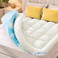 Queen Size BDEUS Dual Layer Memory Foam Mattress Topper with Cooling Gel, White