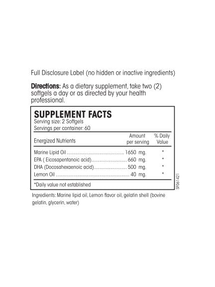 Omega 3 Fish Oil - EPA & DHA 1650mg - 120 Softgels