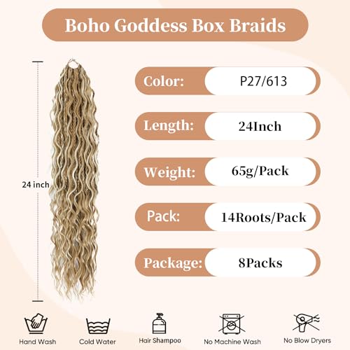 SOKU Goddess Box Braids Crochet Hair 24 Inch - Honey & Platinum Blonde Variation P27/613