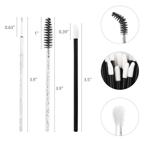 Black Eyelash Extension Supplies Kit 1500pcs with Mascara Wands Lip Brushes Micro Swabs