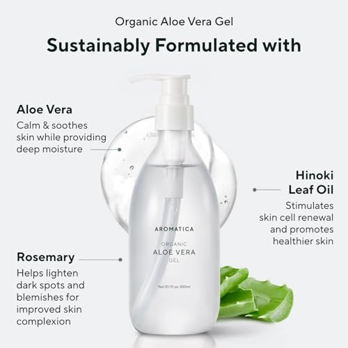 Organic Aloe Vera Gel 10.14oz Pack of 2 - Soothing & Hydrating Skin & Hair Care