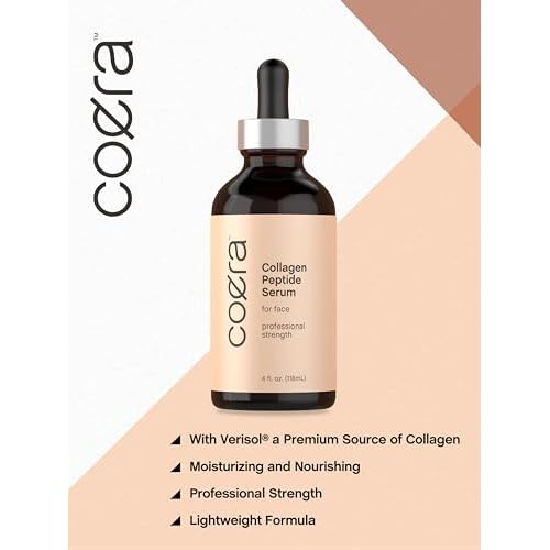 Coera Collagen Peptides | 4 fl oz | Face Serum with Verisol | Professional Strength Formula for Women | Free of Parabens, SLS, & Fragrances | Packaging May Vary