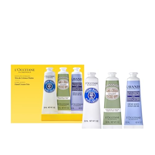 L¡¯Occitane Hand Cream Classics 3-Piece Gift Set, Moisturizing Skincare Trio, Nourishing Creams for Dry Hands, Nails, and Cuticles, Travel-Sized, Vegan