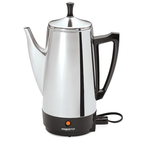 Electric Coffee Percolator 12-Cup Stainless Steel Silver - Fast Brewing