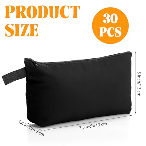 Saintrygo 30 Pcs Canvas Makeup Bags Bulk for Women Cosmetic Bags Small Travel Canvas Zipper Pouch Blank DIY Multipurpose Toiletry Hygiene Pouch for Women Purse Pencil Case(Black,9.8 x 5 x 2 Inch)
