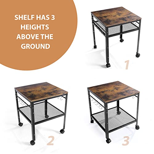 2-Tier Rustic End Table with Adjustable Height Shelf - Small Coffee & Nightstand