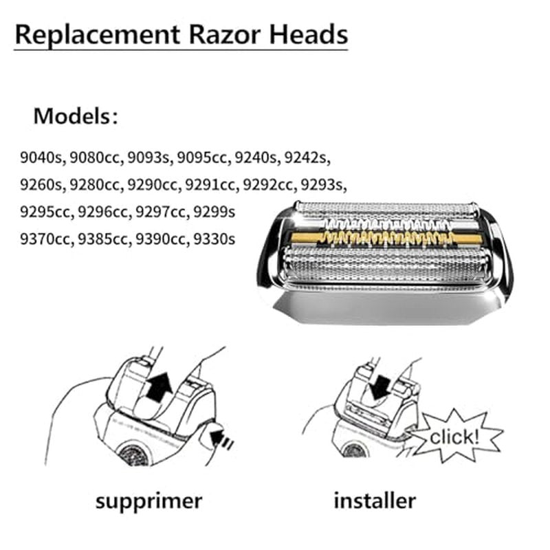 2PCS 92S Replacement Head Compatible with Series 9 Sport Replacement Foil & Cutter for Electric Razors 9290cc 9291cc 9370cc