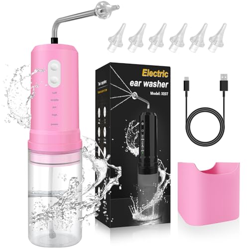 Pink Electric Ear Wax Removal Kit with 4 Pressure Modes & Reusable Tips