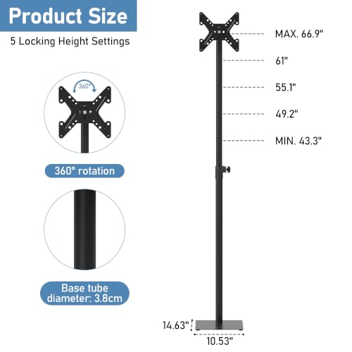 Adjustable 360° Rotation TV Floor Stand for 14-43 Inch Flat Screen Monitors