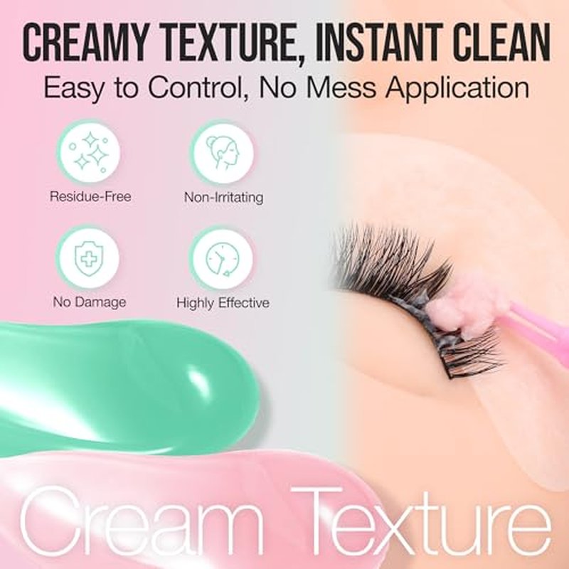 LASHVIEW Eyelash Extension Remover Cream Gentle Aloe Vera Formula, Lash Removal Kit with Eye Patches & Cotton Swabs(20g)