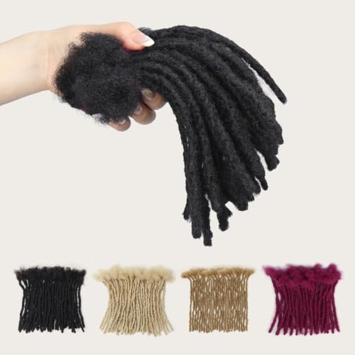 1B / 6in 20 Strands Interlocking Human Hair Dreadlock Extensions - Black