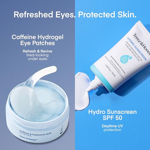Hydrating SPF 50 Face Sunscreen & Eye Patches Duo - Water-Resistant, Soothing, Broad Spectrum Protection