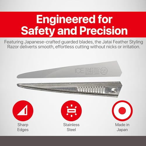 Feather - Switch-Blade Haircutting Shears Replacement Blades - Model 50/55 Scissors for Professional Stylists & Barbers - Stainless Steel - No-Nip Tip - Made in Japan