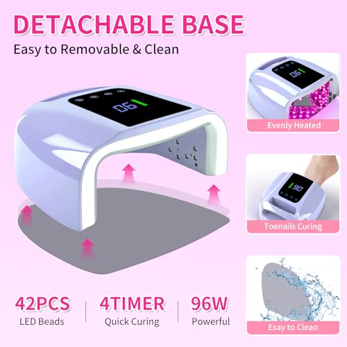 ANGNYA Violet UV LED Nail Lamp for Gel Polish, Fast Curing & Rechargeable