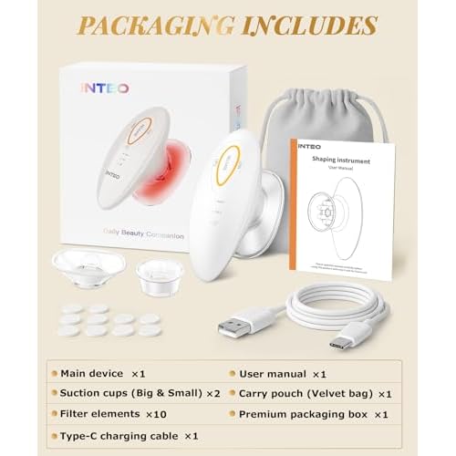 INTEO 3 in 1 Face & Body Sculpting Machine ? Rechargeable Beauty Device for Body Contouring, Cellulite Massager Tool with Red Light Therapy for Home Spa or Travel Self-Care