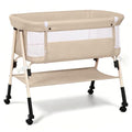 3-in-1 Baby Bassinet Bedside Sleeper with Mesh Sides & Height Adjustment - Beige