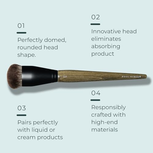 Rose and Ben Beauty C43 Sculpting Brush | Precision Buffing for Cream & Liquid Makeup | Seamless Blending & Sculpting | Cruelty-Free Fibers