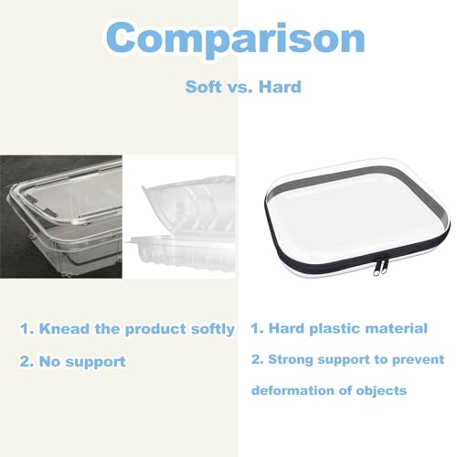 Black Hard Plastic Zipper Case Set - Transparent Double Zippers Travel Organizer Bin - 6pcs