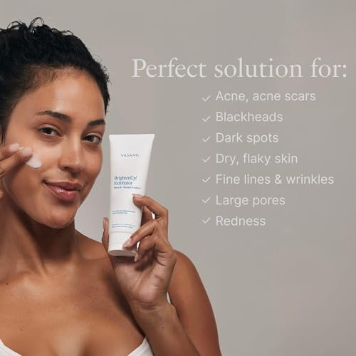 VASANTI BrightenUp! Facial Exfoliator with Papaya & Aloe (4.23 oz) - Natural Skin Scrub for Instant Brightening & Smooth Skin