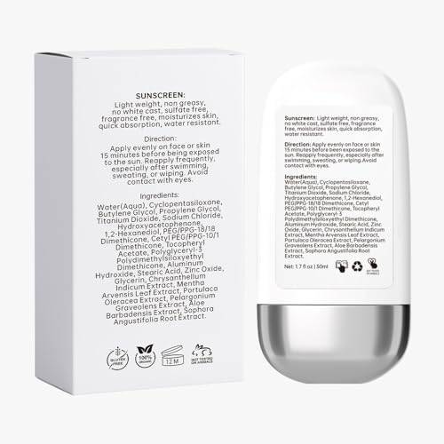 Geo Facial - Water Resistant Sunscreen, SPF 50+ Broad Spectrum, Sensitive Skin, Lightweight Non-Greasy, No white cast Formula, 1.7 fl oz