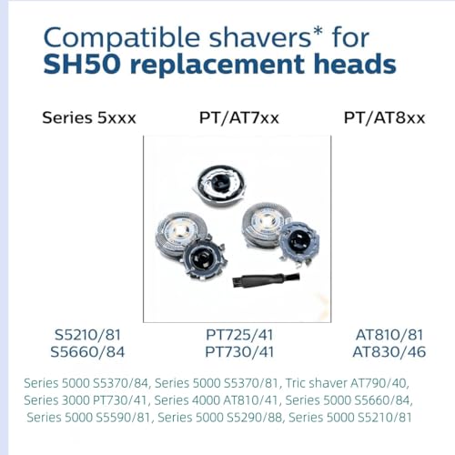 SH50/52 Replacement Heads Fit for philips norelco series 5000 replacement blades, New Upgrade 5000 Replacement Blades for phillips norelco 5000 replacement electric shaving head razor blades, 3 Pack