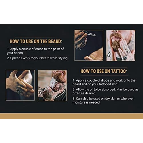 Woody's Tattoo & Beard Oil for Men - Hydrating & Conditioning Mens Beard Oi for Mustache Facial Hair & Tattoo Enhancement, 1 fl oz, 2 Pack