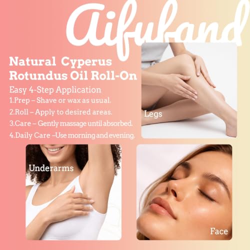 Cyperus Rotundus Hair Removal Oil with Rose Quartz Roll-On - Pink, 2 Fl Oz (Pack of 2)