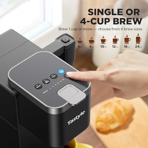 Tastyle Single Serve Coffee Maker with Detachable Milk Frother - Black