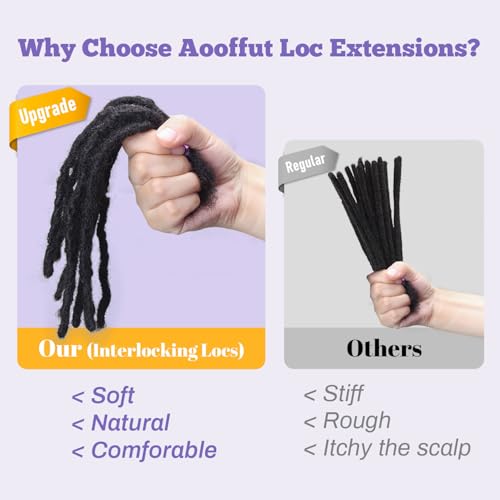 1B / 6in 20 Strands Interlocking Human Hair Dreadlock Extensions - Black