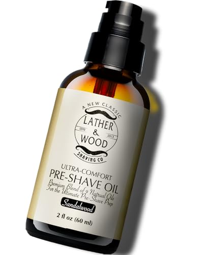 Pre-Shave Oil with Sandalwood - 2 Fl Oz Natural Gentle Shaving Oil for Men & Head