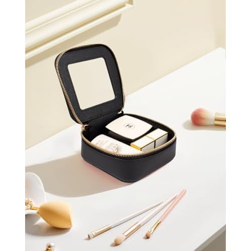 LETGO Clear Makeup Bags Small, Small Makeup Bag for Purse,Mini Clear Makeup Pouch Purse Organizer Fit Carry-on Travel Essentials,Cute Cosmetic Bags Car Accessories for Women (Mini-Black)