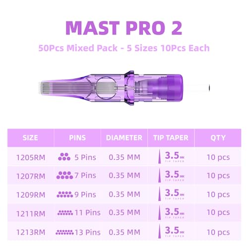 Mast Pro2 Disposable Tattoo Cartridges Set 50Pcs #12RM Variation