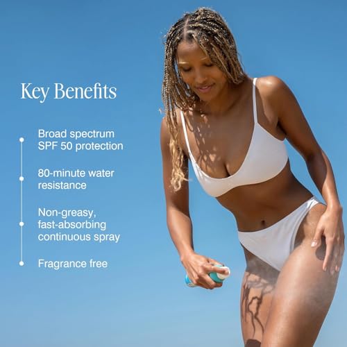 Clear Sunscreen Spray SPF 50 - Water Resistant, Fragrance-Free, 6 Fl Oz