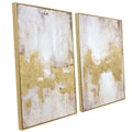 Zessonic Gold & Neutral Abstract Hand-Applied Wall Art 20x28 (2 Panels) Gold Diptych, Framed
