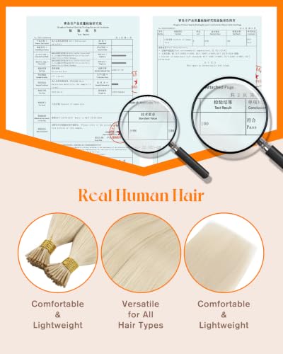 Sunny Hair I Tip Human Hair Extensions Blonde 14 Inch 50g - Platinum Blonde, Reusable, Heat-Friendly