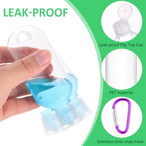 Refillable Travel Bottles Set 100 Pcs 2oz with Keychain - 10 Colors