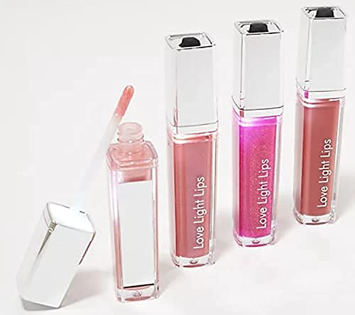 Lighted Lip Gloss Set with Mirror - 4 Colors | Love Light Lips - Bliss, Peace, Grace & Compassion
