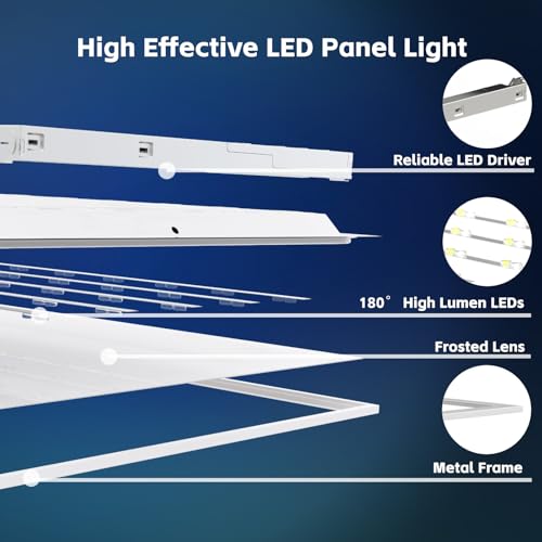 2x2 LED Flat Panel Light 5CCT Selectable Drop Ceiling Fixture 4 Pack