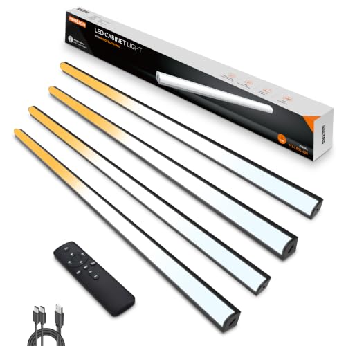 MEKKLEON Black 60CM Rechargeable Magnetic Under Cabinet Lights with Remote