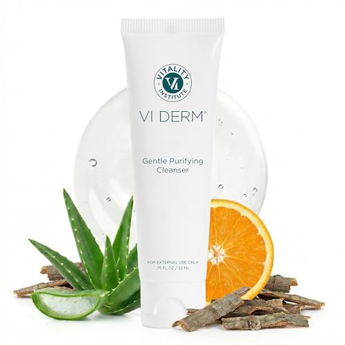 VI Derm Hydrating Gentle Purifying Cleanser ? Face Wash with Aloe Vera, Antioxidants, and Willow Bark, Travel Size Mini Facial Cleanser for Makeup Removal and Sensitive Skin ? 0.75 Fl Oz / 22 mL