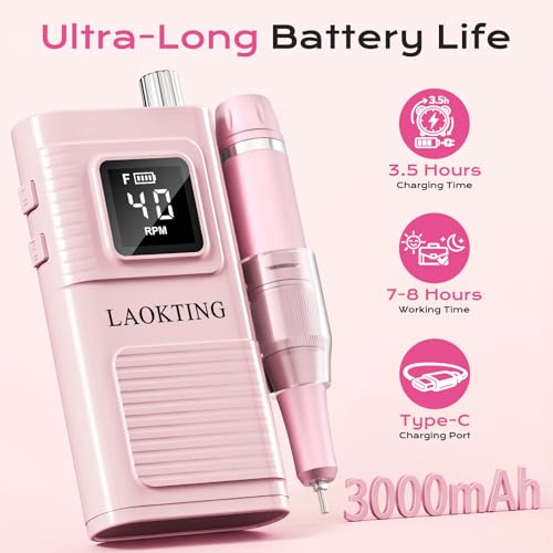 Cordless Electric Nail Drill Kit with 7 Bits & LCD Display - Professional Manicure Tool
