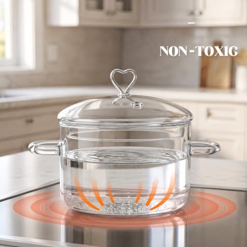 ZUFRIEDENIA 5.0L Glass Cooking Pot with Lid | Heat-Resistant, Transparent Kitchenware