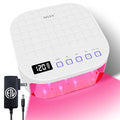 MEKK Cordless UV LED Nail Lamp,54W UV Light for Gel Nails with Hand-Friendly Red Light,Auto Sensor Professional Flash Cure Lamp with Rotatable LCD Display for Salon and Home,Checkered Design-White