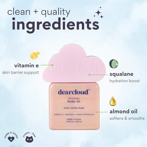 Dearcloud Shimmer Body Oil - Coco Vanilla Musk, Hydrating & Radiant Glow, 3.38 oz - Variation of THIS listing