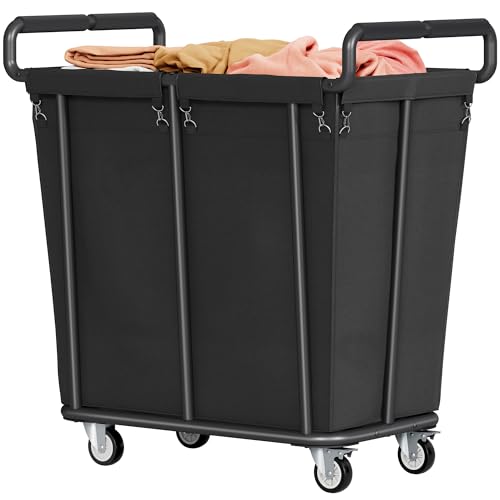 Gewudraw Extra Large Laundry Hamper with Wheels - Black, 360L Capacity, Heavy Duty, 1-Section
