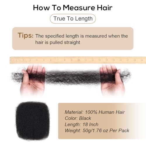 18 Inch Black Afro Kinky Human Hair for Dreadlocks & Twist - Vecago