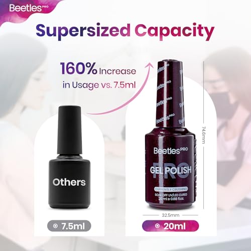 Beetles Pro Red Gel Polish - Currently Crushing, Dark Cherry Mocha Red Color 20ml Glitter Plum Gel Nail Polish, Professional Nail Tech Formula, High Pigment Soak Off UV LED Long Lasting
